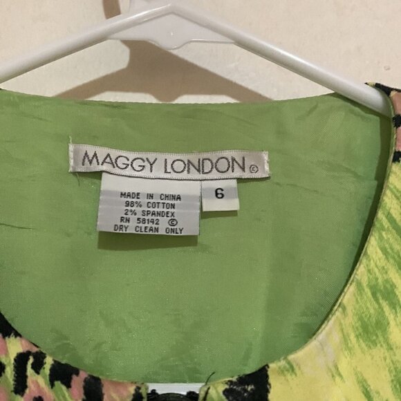 Vintage 80s/90s Cropped Moto Jacket Lime Leopard Print Maggy London - Picture 2 of 5